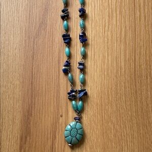 Blue Bohemian Beaded Necklace